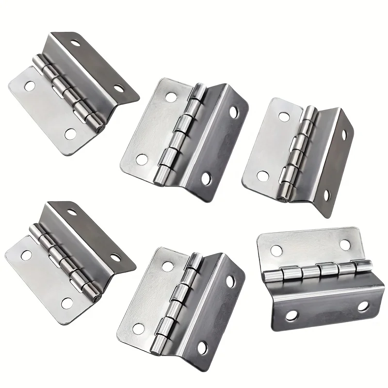 6pcs Tri-Fold Hinge Cabinet Door Hinge Wooden Box Hinge Nickel Plated Silver Furniture Hardware Accessories